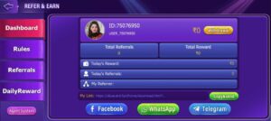 Refer & Earn In Teen Patti Diya App